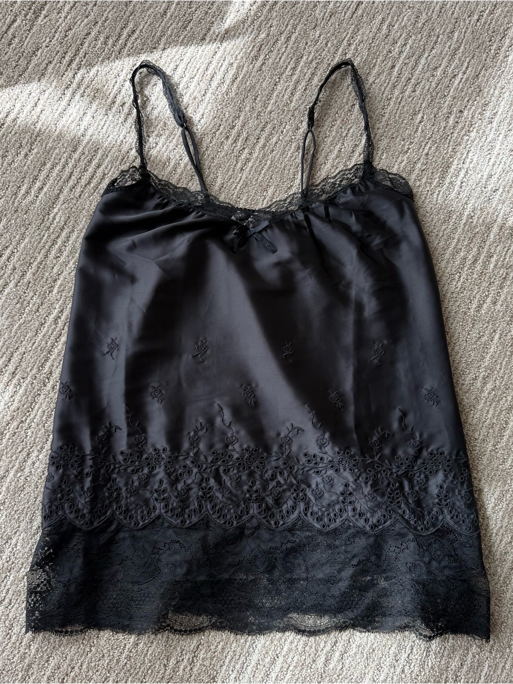 Frankies Bikinis First Crush Satin Babydoll Dress - Black